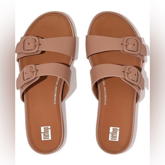 Fitflop Gracie Slide Leather Sandals in Dusty Pink Sz 10 great condition - Picture 1 of 5